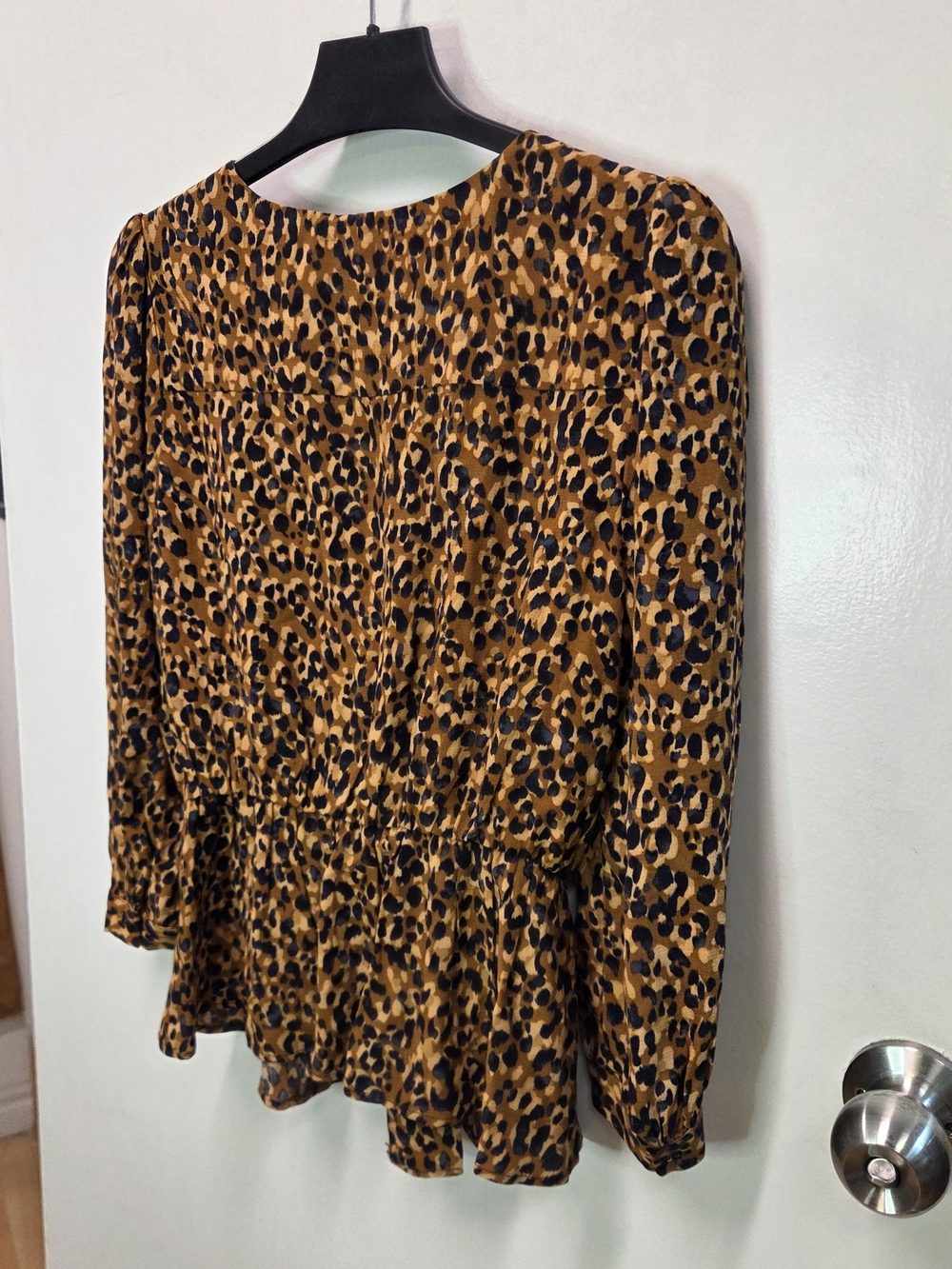 Modern Identity Design Leopard Print Crossover Wrap Peplum Blouse Size - Picture 6 of 7
